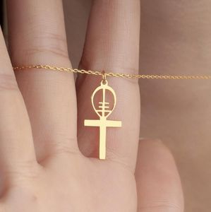 สร้อยคอสัญลักษณ์ออดินครา อิมานี สไตล์มินิมอล ชุบทอง 18k ทำจากสแตนเลสสตีล 316L จี้แฟชั่นสัญลักษณ์แห่งศรัทธาควันซา สำหรับผู้หญิง - Product Image 3