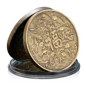 Monete cinesi Koi pesce buona fortuna a voi da collezione Retro bronzo moneta portafortuna mascotte commemorativa regalo Souvenir