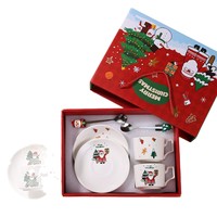 Ensemble de bols en céramique créatifs pour Noël, motif Père Noël et sapin, frais et mignon, personnalisation disponible - Cadeau événementiel, service de table