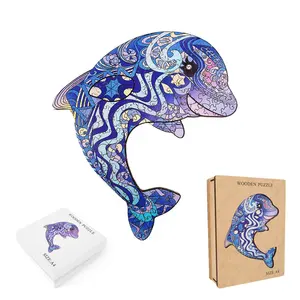 Animal Unique Shape Jigsaw Wooden Jigsaw Puzzle for Adults Kids with 4mm Gift Box DIY Craft