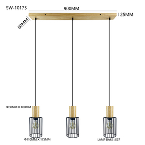 <span class=keywords><strong>Lustre</strong></span> suspendu rustique en fer forgé <span class=keywords><strong>noir</strong></span> style cage en <span class=keywords><strong>bois</strong></span> avec ampoule E27, luminaire moderne pour <span class=keywords><strong>salon</strong></span> <span class=keywords><strong>et</strong></span> hôtel - Product Image 3