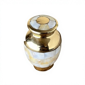 Mother of Pearl Gold Brass <b>Mini</b> Keepsake Cremation Adult <b>Urn</b> <b>for</b> Human <b>Ashes</b> With Free Velvet Bag - Product Image 1