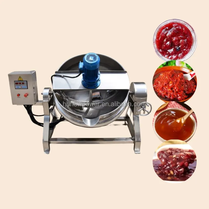 Stainless steel cooking mixer machine electric jacketed kettle milk jam pepper sauce cooking pot with mixer