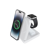 Stasiun Pengisi Daya Nirkabel Magnetik Portabel 3 in 1 untuk iPhone 18 17 16 Pro Max iWatch AirPods, Dudukan Pengisian Daya Nirkabel Lipat