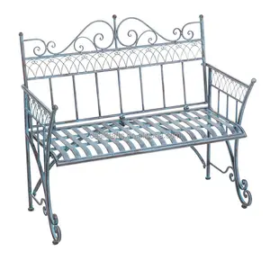 White Elegant Scrolled Metal Wrought Iron Garden Outdoor Patio Furniture Benches