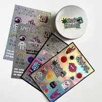 Feuilles d'autocollants personnalisés en vinyle auto-adhésif découpés sur mesure avec logo promotionnel, effet holographique et film réfléchissant