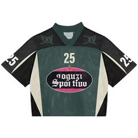 High-Streetwear Cropped Fußballtrikot für Herren Y2K Kontrast-Panel Mesh-Top Individuell Bedrucktes Übergroßes Sport-T-Shirt Hersteller
