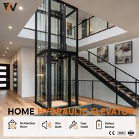 Ascenseur hydraulique pour maison, design contemporain, verre panoramique, acier inoxydable, pour villa, appartement, hôtel, installation rapide, marque FD