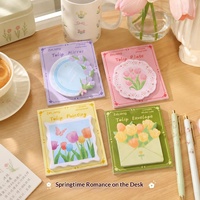 Bloc-notes adhésif mini tulipes créatives, mignon, réutilisable, étiquette de papeterie, marque-page, fournitures scolaires