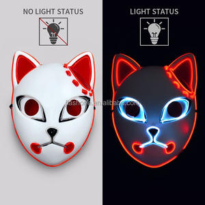 Masque lumineux Led masque lumineux Cosplay renard chat fête masques chat visage <span class=keywords><strong>horreur</strong></span> masque bande dessinée Cosplay adultes - Product Image 5