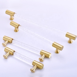 Lucite gagang laci lemari, kenop tarik emas bening untuk pintu kabinet dapur, kenop tarik pegangan akrilik lemari - Product Image 1