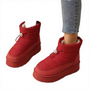 Bottes d'hiver/automne 2026 tendance, nouvelles bottes de neige unisexes rembourrées mi-mollet, imperméables, chaudes, antidérapantes, à plateforme, avec logo embossé - Product Image 4
