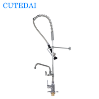 Robinet de cuisine monotrou à montage sur plan, installation facile, avec douchette extractible à ressort, pré-évier, noyau de valve en laiton, hauteur réglable