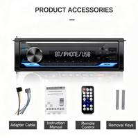 Lecteur MP3 stéréo 1 Din avec panneau détachable, émetteur FM, Bluetooth, 2 ports USB, grand écran LCD, portée de 10 m, amplificateur de voiture
