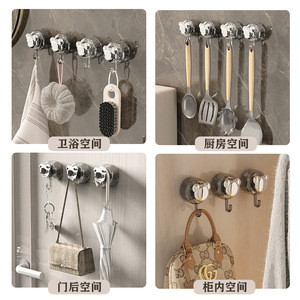 Suction Cup Hook Single Hook Strong Load Bearing 3-5kg Kitchen Bathroom Wall Adhesive Hook Creamy Gray ABS Material - Product Image 4