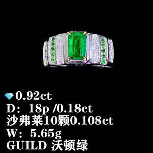 Natural Muzo Green Emerald Halo Ring 18K Gold, 18pc 0.18ct Diamond & 10pc 0.108ct Tsavorite, 5.65g Luxury Fine Jewelry For Women - Product Image 3