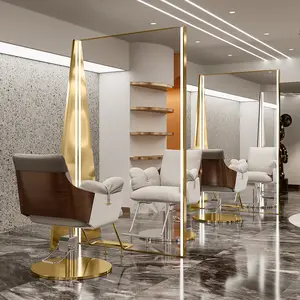 מראות זהב דו צדדי עיצוב הוביל מראה עם עיצוב שיער רהיטי סלון