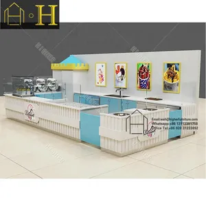 Retail Coffee Booth Kiosk Wholesale Wooden Shopping Mall Fast Food Kiosk Design For Sale
