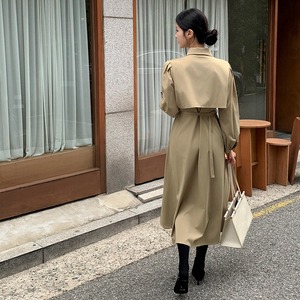 Robe midi élégante noire pour femme, à manches longues, ceinturée, col boutonné, coupe trapèze ample, pour le bureau et le travail en automne - Product Image 4