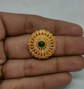 Exquisite Round Green <b>Crystal</b> <b>Ring</b> Gold Plated Layered Halo Cubic Zirconia Statement <b>Ring</b> Ethnic Fashion Jewelry Wholesale - Product Image 3