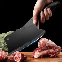 Couteau de chef en acier inoxydable de haute qualité, manche en plastique noir, revêtement antiadhésif, lame super tranchante, design ambidextre, 275 mm