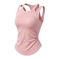 Débardeur de yoga 2-en-1 pour femme, à double bretelle, dos nageur, respirant, séchage rapide, en nylon et élasthanne, ajusté, sculptant le corps, pour le fitness et l'entraînement