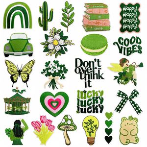 Parches Termoadhesivos Bordados con Diseños de Flores Verdes Frescas, Dibujos Animados, Corazones, Búhos, Tulipanes, Ángeles, Osos, Mariposas, Hongos, Cajas de Regalo y Helados - Product Image 2