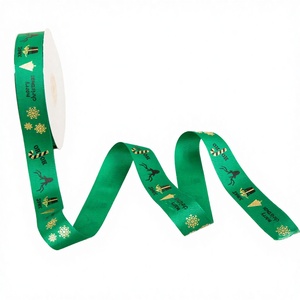 Custom <b>Christmas</b> Green Grosgrain Ribbon Spool Printed With Snowflake Candy Cane Reindeer <b>Gift</b> <b>Box</b> Design - Product Image 3