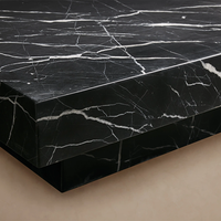 Table basse rectangulaire en marbre Nero Marquina, plateau épais et massif, base flottante, table de salon