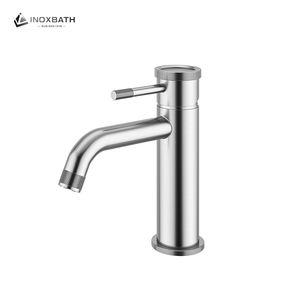 Offres Spéciales moderne mitigeur de salle de bain en acier inoxydable mitigeur robinet monotrou montage en céramique pour lavabo chambre Hall - Product Image 1