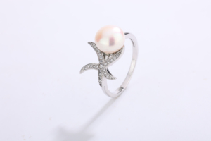 Anillo de Perlas de Agua Dulce con Estrella de Mar de Cobre e Incrustaciones de Circonita Cúbica, Joyería de Perlas Rosas y Púrpuras para Mujer, Regalo de Boda o Compromiso en la Playa - Product Image 6