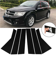 6 pièces adapté pour Dodge Journey 2009-2020 voiture pilier plaque fenêtre porte cadre couverture décoration noir brillant pilier central autocollant