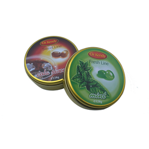 กล่องดีบุกทรงกลมแบบกำหนดเอง รีไซเคิลได้ เกรดสำหรับอาหาร กล่องใส่ลูกอม กล่องโลหะ กล่องใส่ขนมขนาดเล็ก - Product Image 1