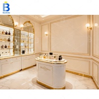 Conception d'intérieur de boutique de parfums sur mesure, kiosque, présentoir de parfums, comptoir d'exposition en îlot pour centre commercial, présentoir en verre trempé