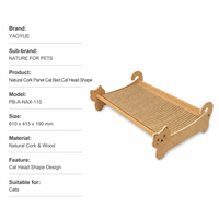 Cama para Gatos de Corcho Natural con Forma de Cabeza de Gato, Cama Rascable de Corcho con Marco de Madera con Silueta de Gato, Muebles Ecológicos para Gatos