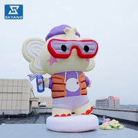 Modèle d'éléphant gonflable géant personnalisé avec lunettes pour événements commerciaux en plein air, décoration publicitaire pour centre commercial