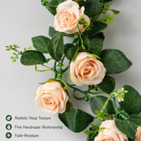 Guirlande de fleurs artificielles en lierre et roses pour la décoration murale de la maison, du jardin, de la cour et de l'aménagement paysager en gros