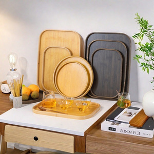 Plateau de rangement rond en bambou couleur naturelle pour la maison et le salon - Product Image 2