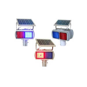 Solar Red Blue Flashing Warning <b>Light</b> IP65 <b>Pole</b> Mount LED Construction Zone Safety <b>Light</b> - Product Image 1