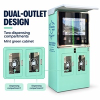 Distributeur d'eau RO à double sortie avec paiement par pièces, carte et code QR, vert menthe, station de remplissage d'eau en libre-service