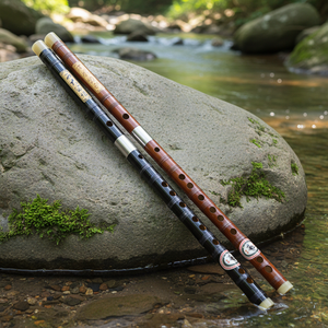 <span class=keywords><strong>Flauta</strong></span> Profesional de Bambú Amargo Refinado de Dos Secciones con Doble Orificio Abierto, en Do Mayor, con Estuche de Franela - Product Image 1