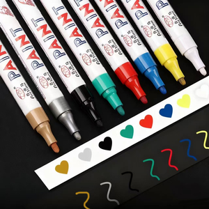 Ensemble de stylos à peinture permanents à séchage rapide 6 mm, 12 couleurs vibrantes, pour <span class=keywords><strong>album</strong></span> DIY, graffiti, lettrage de pneus de voiture, surfaces en papier - Product Image 2