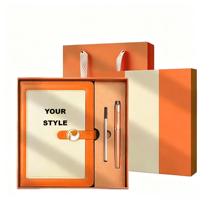 Set de Regalo de Cuaderno A5 de PU con Hebilla de Cristal y Logotipo Personalizado, 3 en 1, con Bolígrafo, Recambio y Caja de Regalo con Bolso, Kit de Recuerdos Empresariales