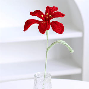 Nouvelles fleurs artificielles en coton faites à la main, crochet, alstroémera, bouquet de lys péruviens tricotés, décoration d'intérieur, cadeaux de Noël, fleurs au crochet - Product Image 4