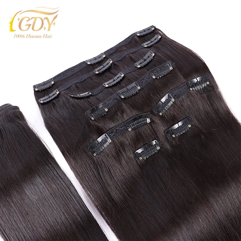 Wholesale Real Clip Ins Human Hair 100% Remy Hair Virgin Raw Pu Natural Long Straight Invisible Seamless Clip In Hair Extension