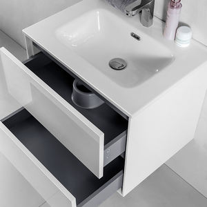Elegante tocador de baño de una pieza de diseño moderno montado en la pared de 90cm con cajones suaves y suaves - Product Image 3