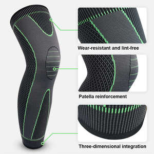 Rodillera de compresión larga de nailon reforzada con correa para artritis, gimnasio, baloncesto, correr, deportes - Soporte de rodilla - Product Image 6