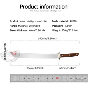 Cuchillo de Supervivencia Samurai Lord, Hoja de Acero Inoxidable Personalizable, Mango de Madera con Diseño de Dragón, para Caza, Uso Industrial, OEM Disponible - Product Image 6