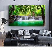 Dekorasi Rumah Lukisan Kanvas Pemandangan Air Terjun Alami Cetakan HD Poster Kanvas Gambar Pemandangan Seni Dinding