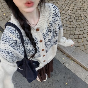 El cárdigan jacquard FairIsland para mujer, estilo universitario, para otoño e invierno, es un suéter de punto informal con un diseño relajado. - Product Image 3